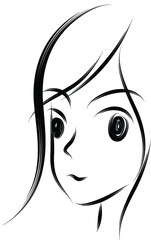 vector drawing black and white girl design