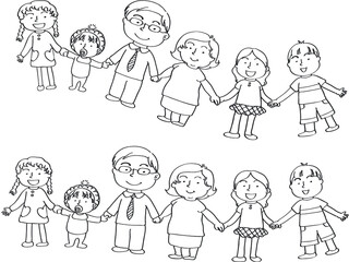 vector cartoon family holding hands