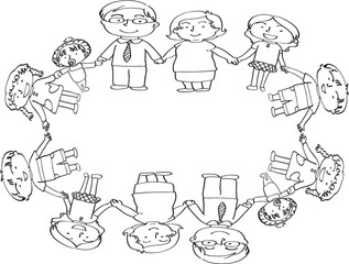 vector cartoon family holding hands