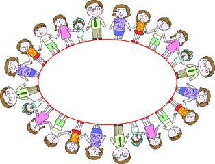 vector cartoon family holding hands