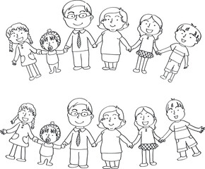 vector cartoon family holding hands