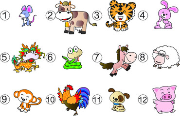 Obraz premium vector cartoon Zodiac set