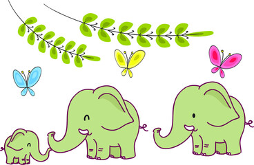 vector wind plant tree leaf cartoon elephants