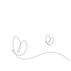 Spring background. Butterfly silhouette line drawing, vector illustration