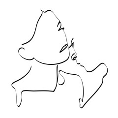 Two faces drawing with lines, fashion and beauty concept, minimalist, vector illustration for t-shirt, print design, covers, web