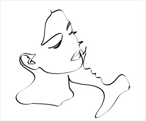 Two faces drawing with lines, fashion and beauty concept, minimalist, vector illustration for t-shirt, print design, covers, web