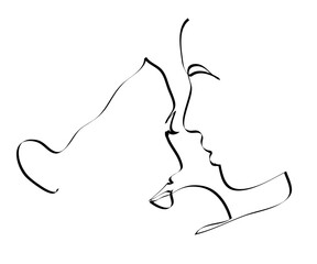 Two faces drawing with lines, fashion and beauty concept, minimalist, vector illustration for t-shirt, print design, covers, web