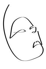 Abstract face drawing with lines, fashion concept, woman beauty minimalist, vector illustration for t-shirt, print design, covers, web