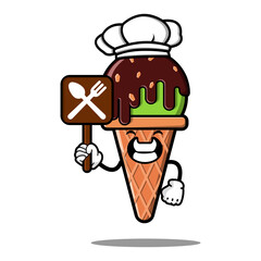 cute ice cream cartoon mascot character