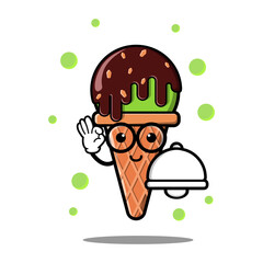 cute ice cream cartoon mascot character