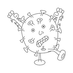 Hand drawn element, vector illustration in black color isolated on white background. Microbe, doodle.