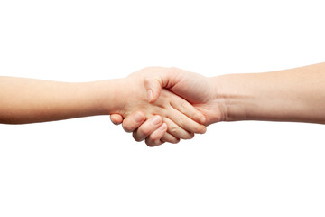 New mom takes the child's hand, adoption.