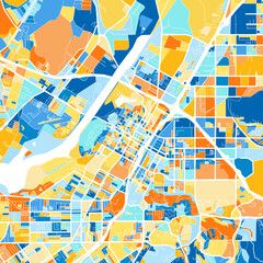 Obraz premium Art map of Riverside, UnitedStates in Blue Orange