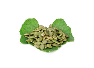 Pumpkin seeds on white background