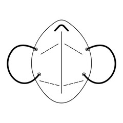 Hand drawn element, vector illustration in black color isolated on white background. Medical respirator, doodle.