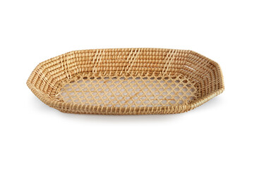 Bamboo basket isolated on white background, clipping path.
