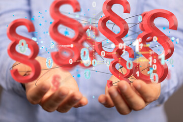 paragraph law sign digital in hand.