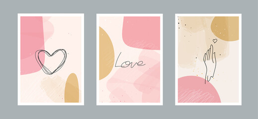 Abstract arts love background with different shapes for wall decoration, postcard or brochure cover design. Vector illustrations design.
