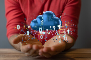 Cloud technology. Polygonal wireframe art looks like constellation