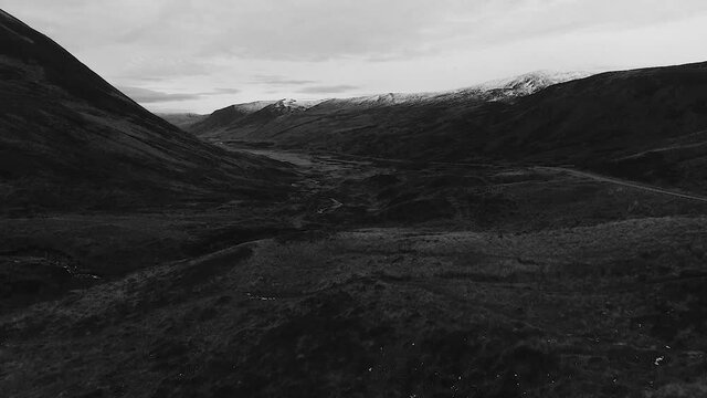 Rising View of Glenshee, Scotland (Monochrome)