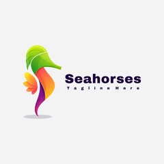 colorful Seahorses logo illustration vector template © Karo_std