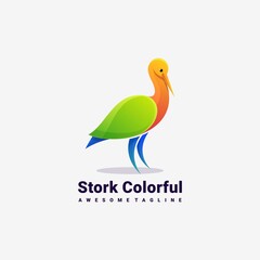 colorful stork logo illustration vector template