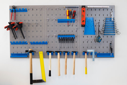 wall with many tools in workshop