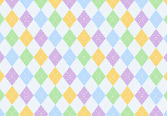 【背景素材】アーガイルチェック柄29　5色（黄色、緑、薄紫、水色、ベージュ）