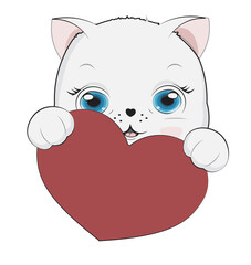 cat with heart Valentines Day card