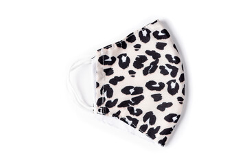 Mask, face shield, mask with filter, cotton mask, trendy pattern mask, on a white background isolated. 