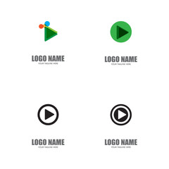 Set Play Logo Template vector icon illustration design