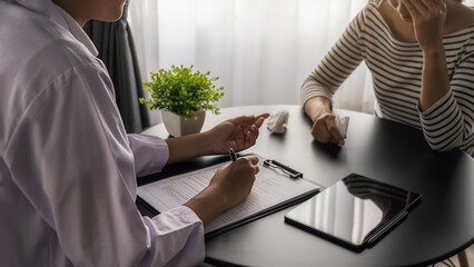 Psychiatrist or professional psychologist consulting on diagnostic examination disease or mental...