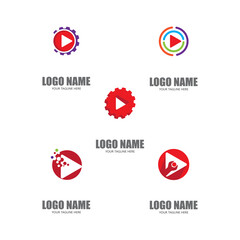 Set Play Logo Template vector icon illustration design