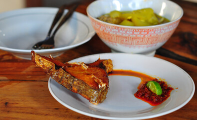 Fried fish on white plate