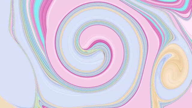 Spiral movement of liquid acrylic paint twirls background