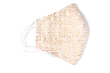 Mask, face shield, mask with filter, cotton mask, trendy pattern mask, on a white background isolated. 