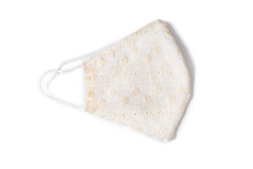 Mask, face shield, mask with filter, cotton mask, trendy pattern mask, on a white background isolated. 