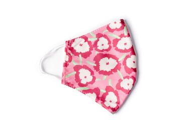 Mask, face shield, mask with filter, cotton mask, trendy pattern mask, on a white background isolated. 