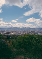 View from a mountain down on Kyoto, Japan.
