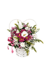 Naklejka na ściany i meble Bouquet of flowers in the box isolated on white background