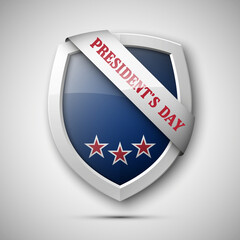 President's day shield banner isolated, stars and stripes presentation. Independence Day icon, USA flag. Protect privacy badge. United States of American President holiday shield. Veterans Day sign