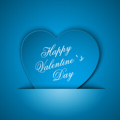 Blue Heart from paper Valentines day card background illustration