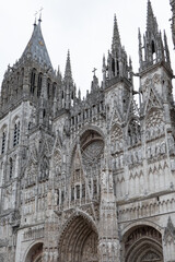 Fototapeta premium Rouen Cathedral France 9.25.2019 high gothic church from 13th cent in Normandy