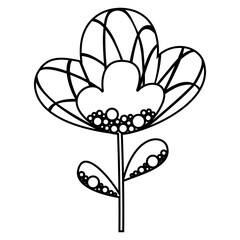 Black and white abstract stylized flower in a Scandinavian style. Outline cute cartoon poppy or tulip for a coloring page. Vector.