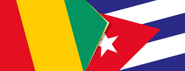 Fototapeta na wymiar Guinea and Cuba flags, two vector flags.