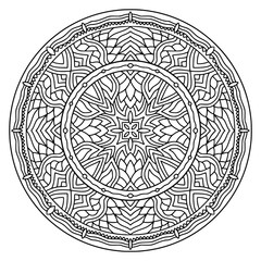 Detailed mandala rounded ornament for carpet design