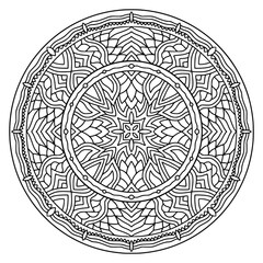 Detailed mandala rounded ornament for carpet design