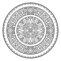 Detailed mandala rounded ornament for carpet design