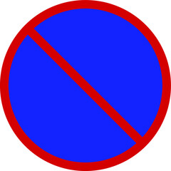 NO STOPPING sign preventing stopping or parking with red circle on a blue bed and red slash. Isolated on transparent background.