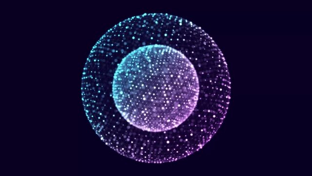 Blue sphere consisting of points. Modern wireframe elements. Technology grid sphere. 3d rendering.